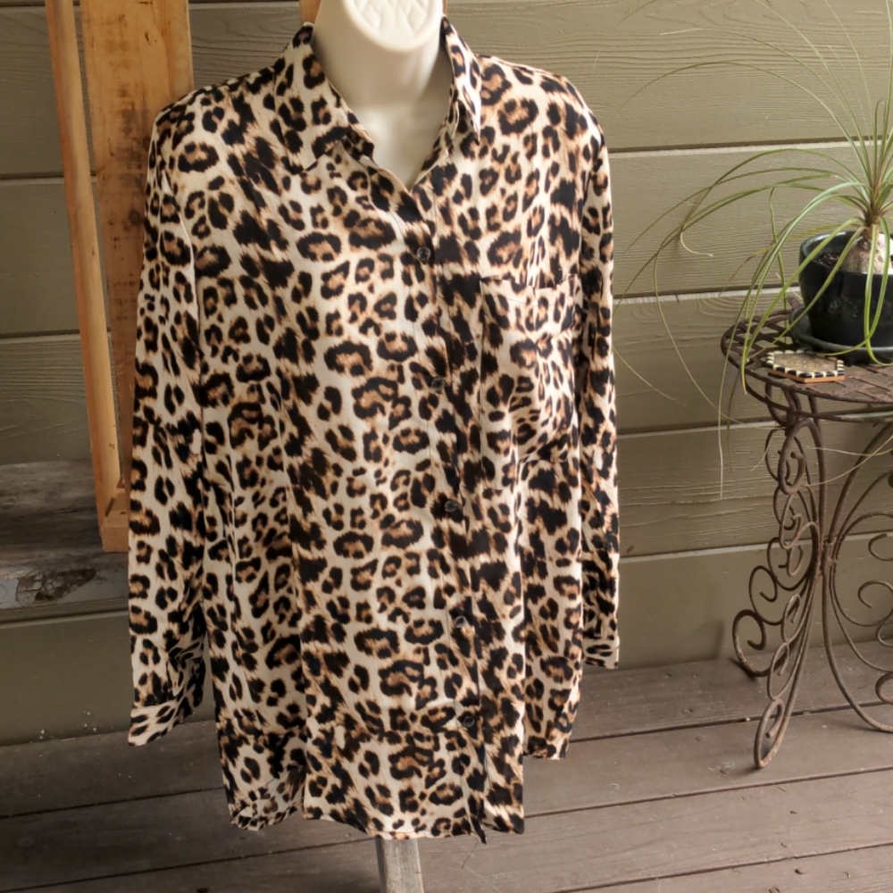Leopard button up blouse